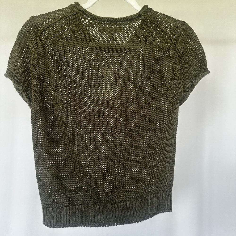 Banana Republic Olive 100% linen Knit Short Sleeve Top NWT - Picture 2 of 5